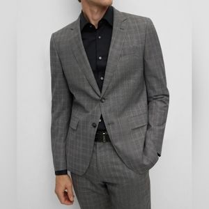 HUGO MENS SUIT BLAZER IN MED GREY CHECKED